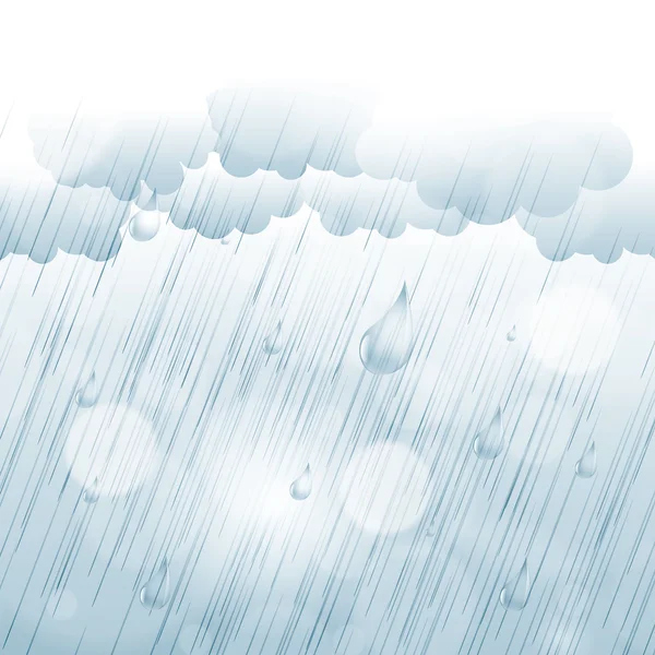 Βροχερή μέρα του φθινοπώρου φόντο με βροχή πέφτει και τα σύννεφα — Διανυσματικό Αρχείο