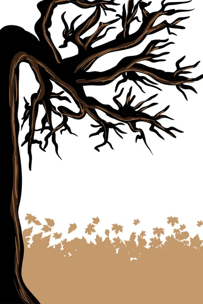 Fondo otoñal con árbol y hojas — Archivo Imágenes Vectoriales