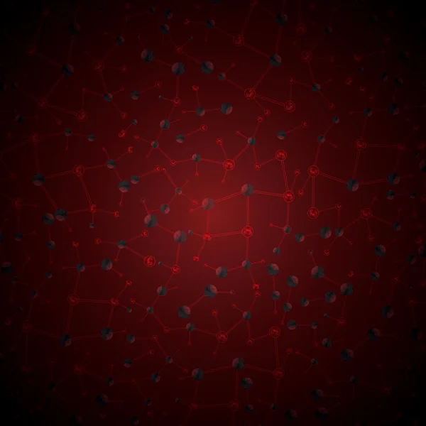Abstract molecule red glowing background — ストックベクタ