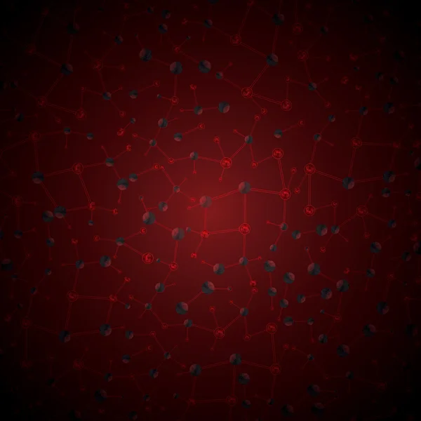 Abstract molecule red glowing background — Wektor stockowy