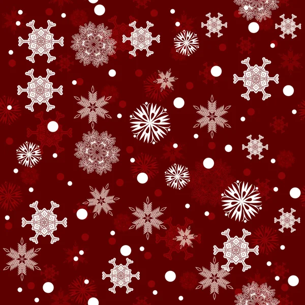 Seamless red winter snowflakes pattern background — Stock Vector