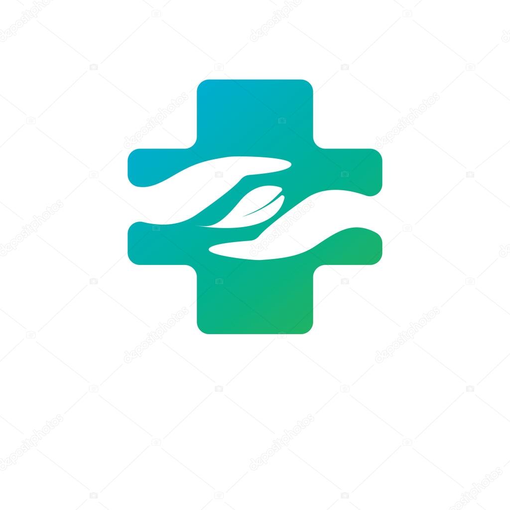 Abstract medical blue green pharmacy sign symbol