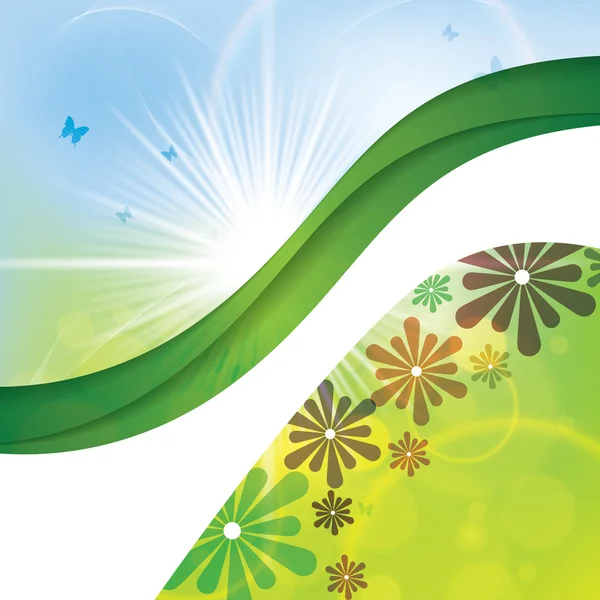 Colorido banner de fondo de primavera de verano con flores — Vector de stock