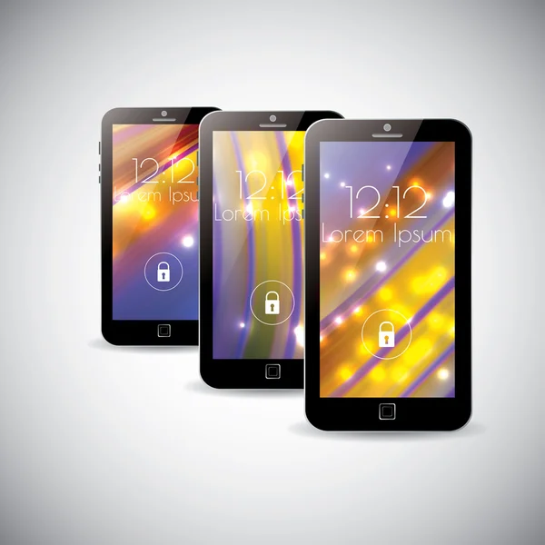 3 warna tema antarmuka Smartphone latar abstrak - Stok Vektor