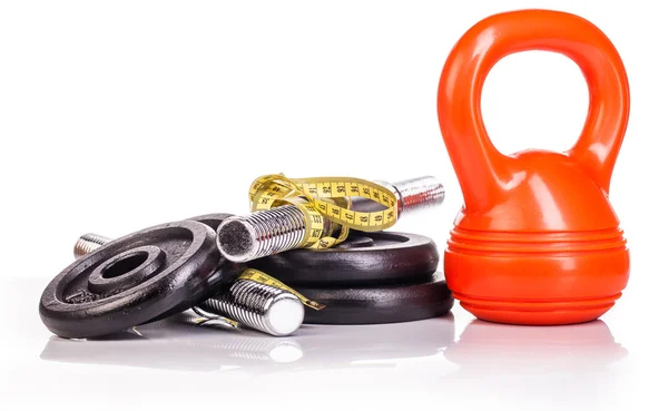 Fitness black dumb-bell — Stock Photo, Image