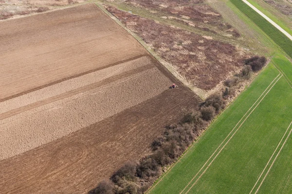 Tractor on harvest field — Stock Photo, Image