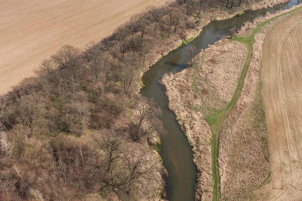 River and harvest fields — Stock Photo, Image