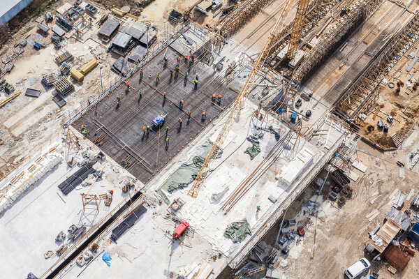 Aerial view of highway construction site in Poland