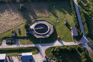 kanalizasyon arıtma tesisi havadan görünümü