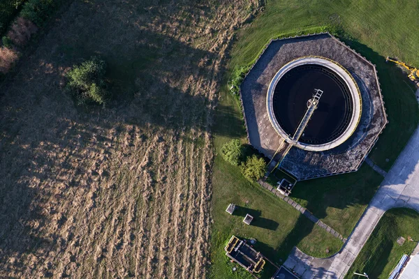 Aerial view of sewage treatment plant — Stock Photo, Image