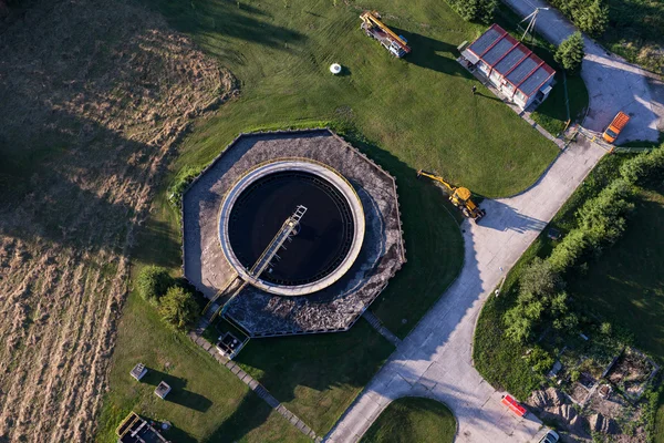 Aerial view of sewage treatment plant — Stock Photo, Image