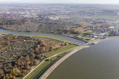 Polonya 'daki Nysa şehir merkezinin hava manzarası