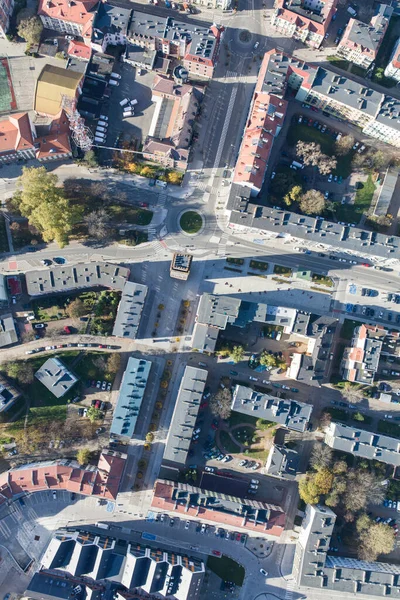 Vista Aérea Sobre Centro Ciudad Nysa Polonia — Foto de Stock