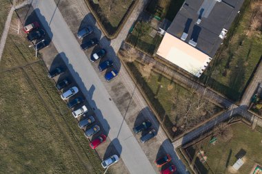 Polonya 'daki şehir banliyölerinin hava manzarası