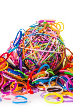 renkli merak tezgah bant lastik top beyaz izole