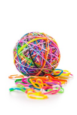 renkli merak tezgah bant lastik top beyaz izole