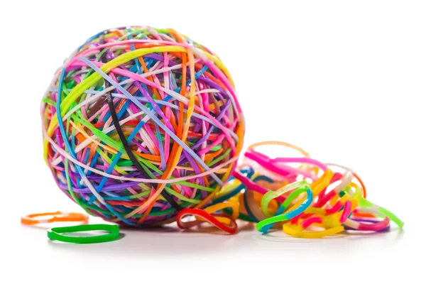 Colorful wonder loom band rubber ball isolated on white — Stock Photo, Image