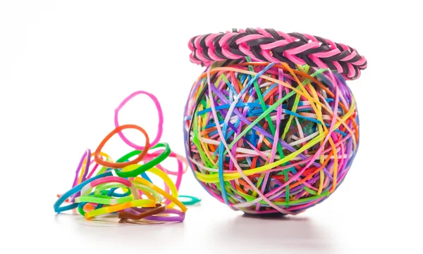 Colorful wonder loom band rubber ball isolated on white — Stock Photo, Image