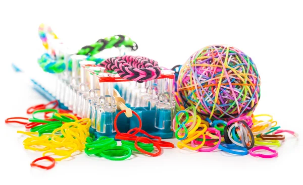 Colorful wonder loom band rubber ball isolated on white — Stock Photo, Image