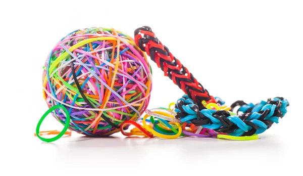 Colorful wonder loom band rubber ball isolated on white — Stock Photo, Image