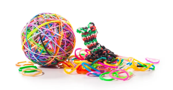 renkli merak tezgah bant lastik top beyaz izole