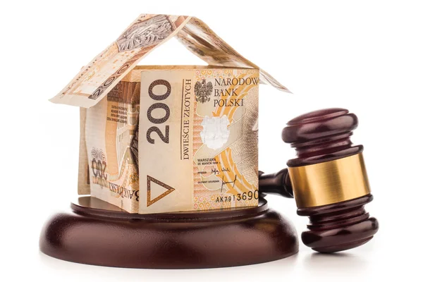 Para ev ve yargıç tokmak — Stok fotoğraf