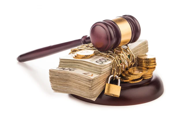 Money chain  and judge gavel — Stock Photo, Image