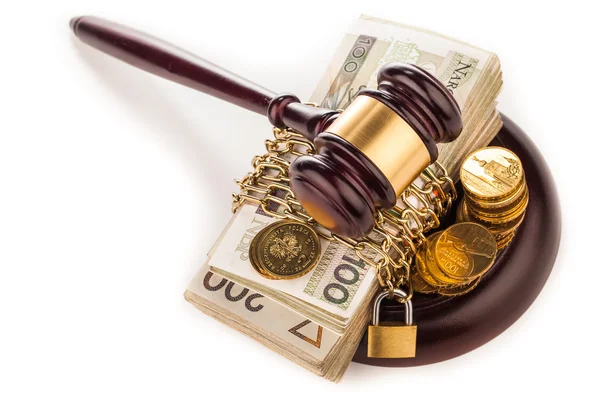 Money chain  and judge gavel — Stock Photo, Image