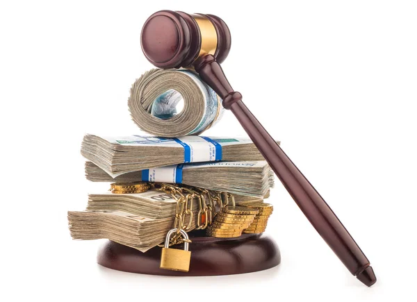 Money chain  and judge gavel — Stock Photo, Image