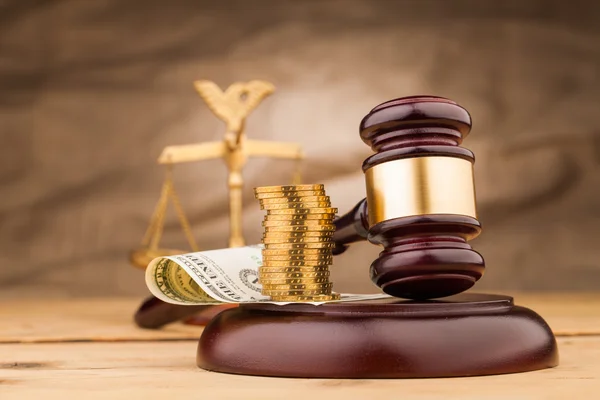 Judge gavel with money — Stock Photo, Image