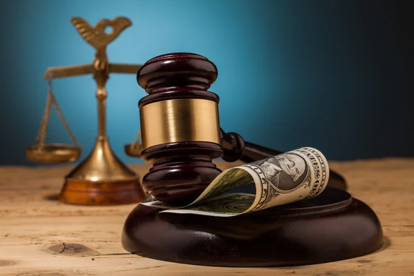 Gavel, dollar money closeup — Stock Photo, Image