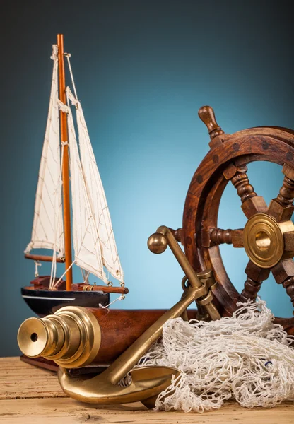 Anchor and marine gadgets — Stock Photo, Image