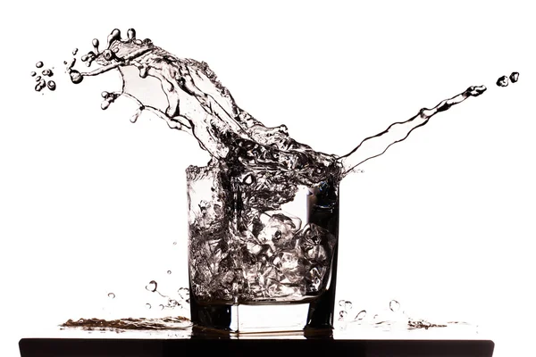 Water splash in glass — Stock Photo, Image