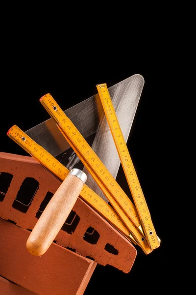 Builder  tools on black background — Stock Photo, Image