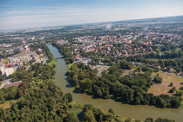 A légi felvétel a Nysa város — Stock Fotó