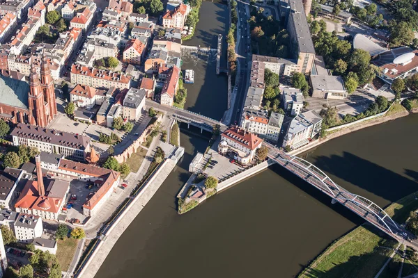 Luchtfoto van Opole city center — Stockfoto