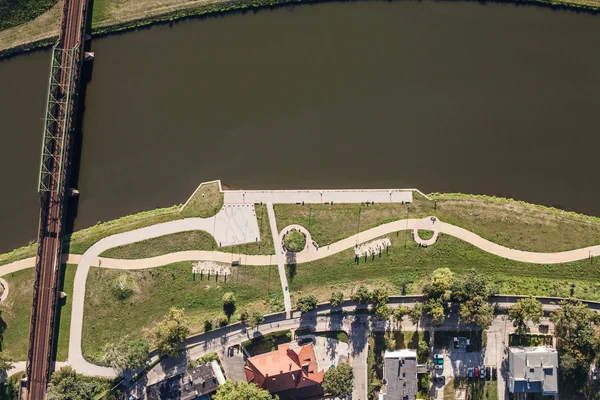 Luchtfoto van Opole city center — Stockfoto