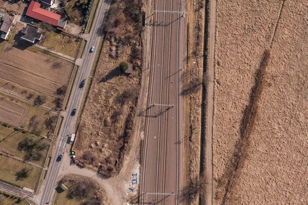 Letecký pohled na železniční stanici — Stock fotografie