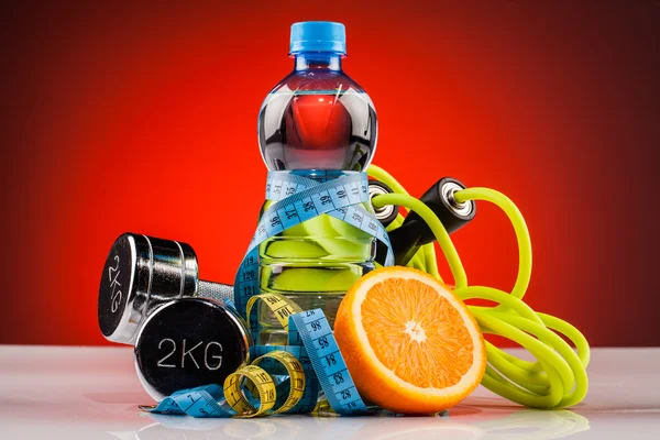 Acqua fitness e cibo sano — Foto Stock