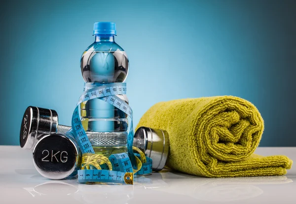 Fitness water and healthy food — Stock Photo, Image