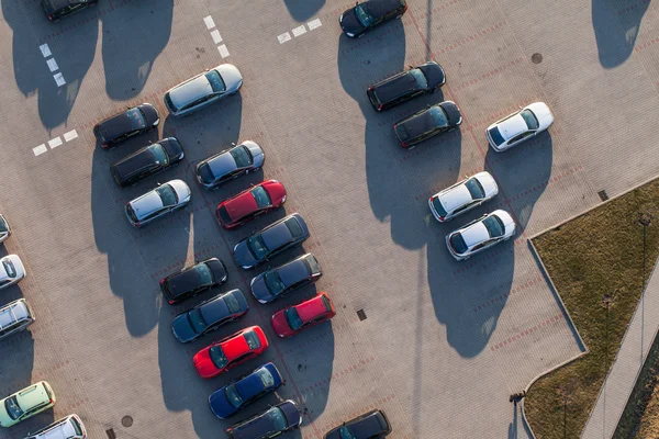 Vista aérea do estacionamento do carro — Fotografia de Stock