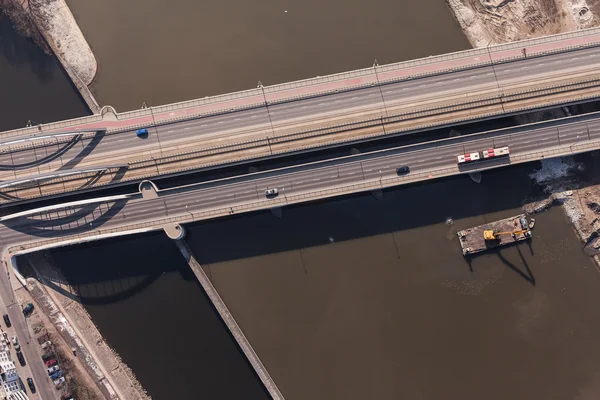 Aerial view of city bridge in Poland — Stock Photo, Image