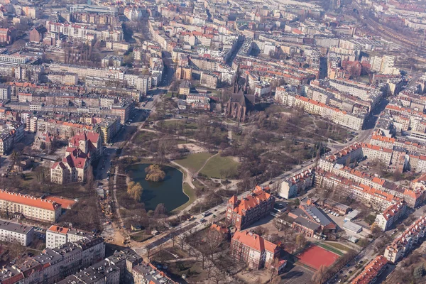 Вид с воздуха на город Вроцлав — стоковое фото