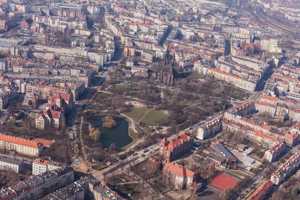 Wroclaw şehrinin havadan görünümü — Stok fotoğraf