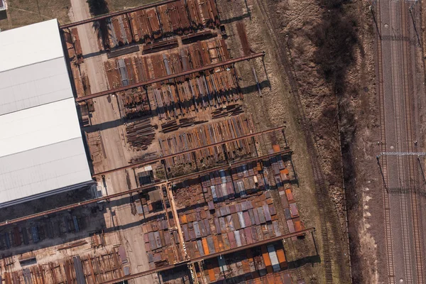 Aerial view of railway and steel magazine — Stock Photo, Image