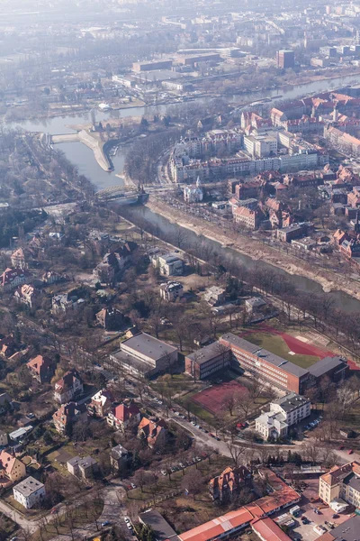 Letecký pohled na město Wroclaw — Stock fotografie