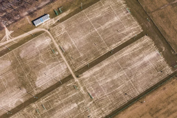 Veduta aerea di un campo da calcio nella città di Breslavia — Foto Stock