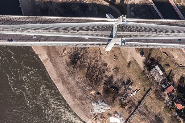 ヴロツワフ市の橋の空撮 — ストック写真