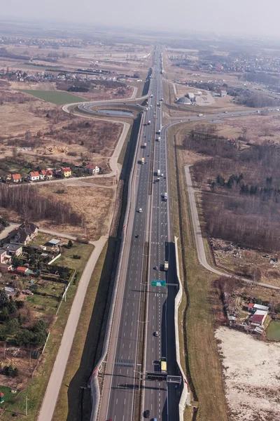 Vista aerea dell'autostrada in Polonia — Foto Stock