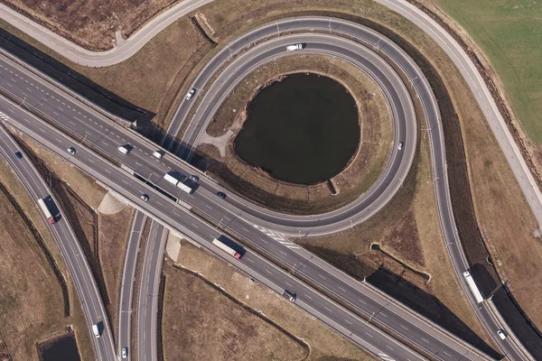 Vista aérea da rodovia na Polônia — Fotografia de Stock